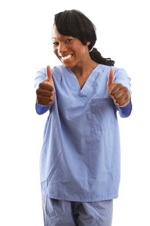 african-american-nurse-with-two-thumbs-up-picture-id502473253